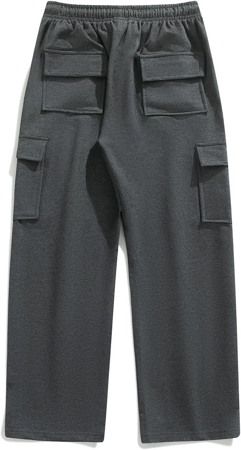 FoxQ Women's Cargo Sweatpants Athletic Wide Leg High-Waisted Baggy Trousers for Casual Wear & Jogging Workout Yoga