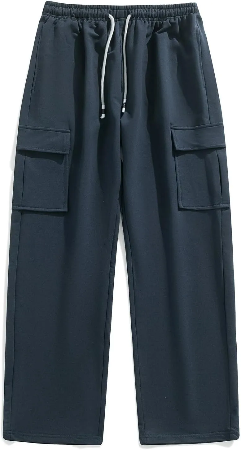 FoxQ Women's Cargo Sweatpants Athletic Wide Leg High-Waisted Baggy Trousers for Casual Wear & Jogging Workout Yoga