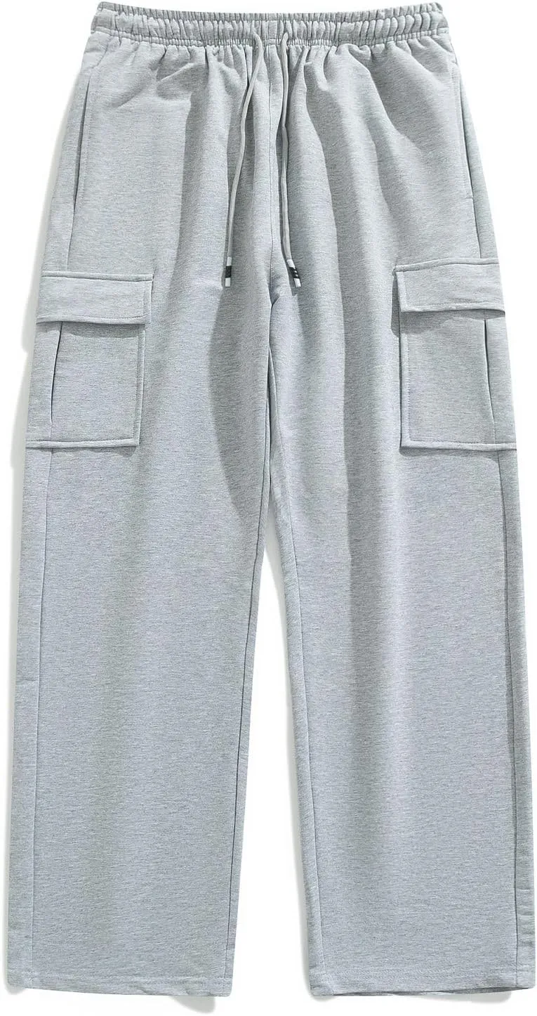 FoxQ Women's Cargo Sweatpants Athletic Wide Leg High-Waisted Baggy Trousers for Casual Wear & Jogging Workout Yoga