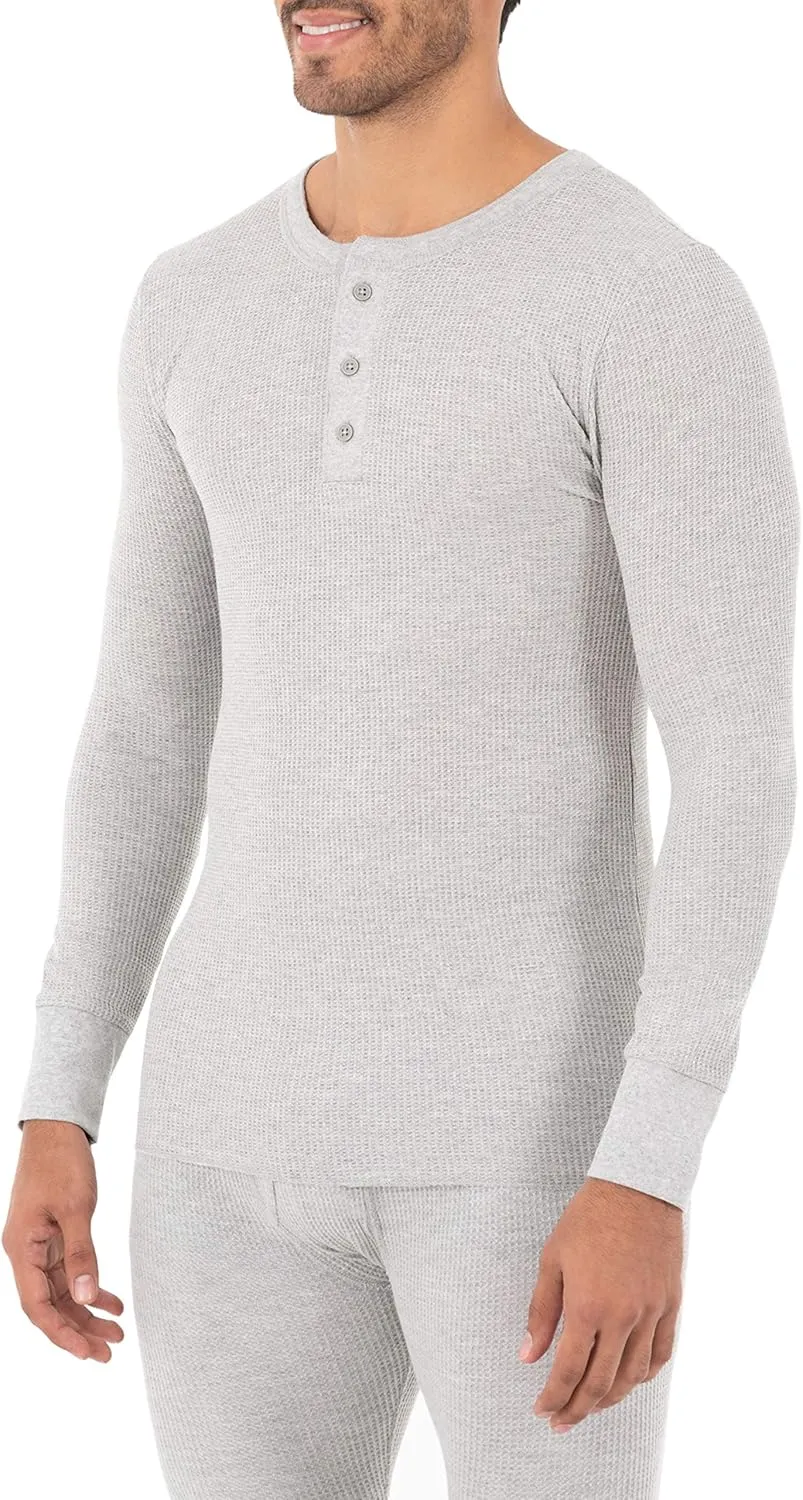 Fruit of the Loom Men's Classic Midweight Waffle Thermal Henley Top