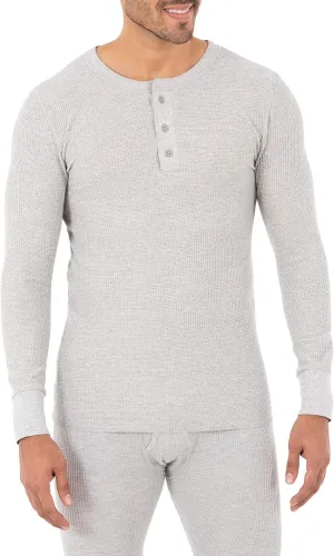 Fruit of the Loom Men's Classic Midweight Waffle Thermal Henley Top