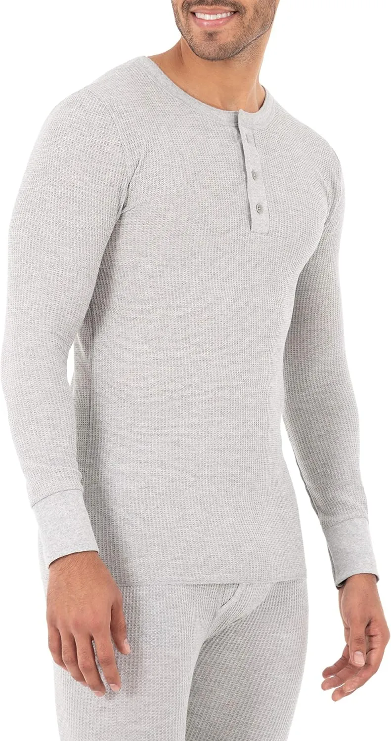 Fruit of the Loom Men's Classic Midweight Waffle Thermal Henley Top