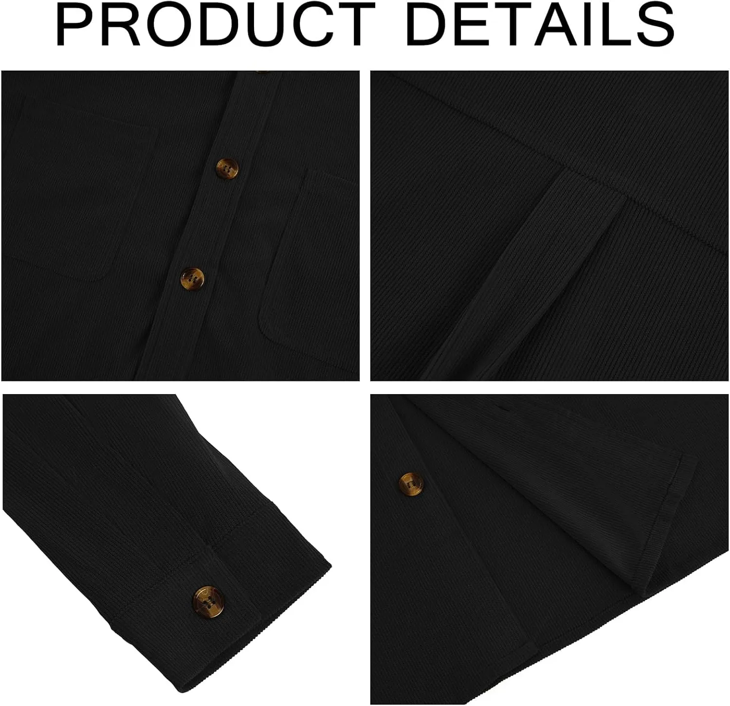 Gafeng Men's Casual Button Down Shirts Corduroy Long Sleeve Regular Fit Shacket Jacket with Flap Pocket