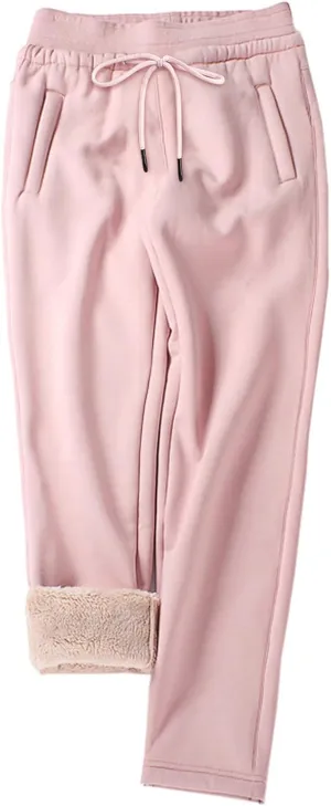 Gihuo Women's Winter Fleece Pants Sherpa Lined Sweatpants Active Running Jogger Pants