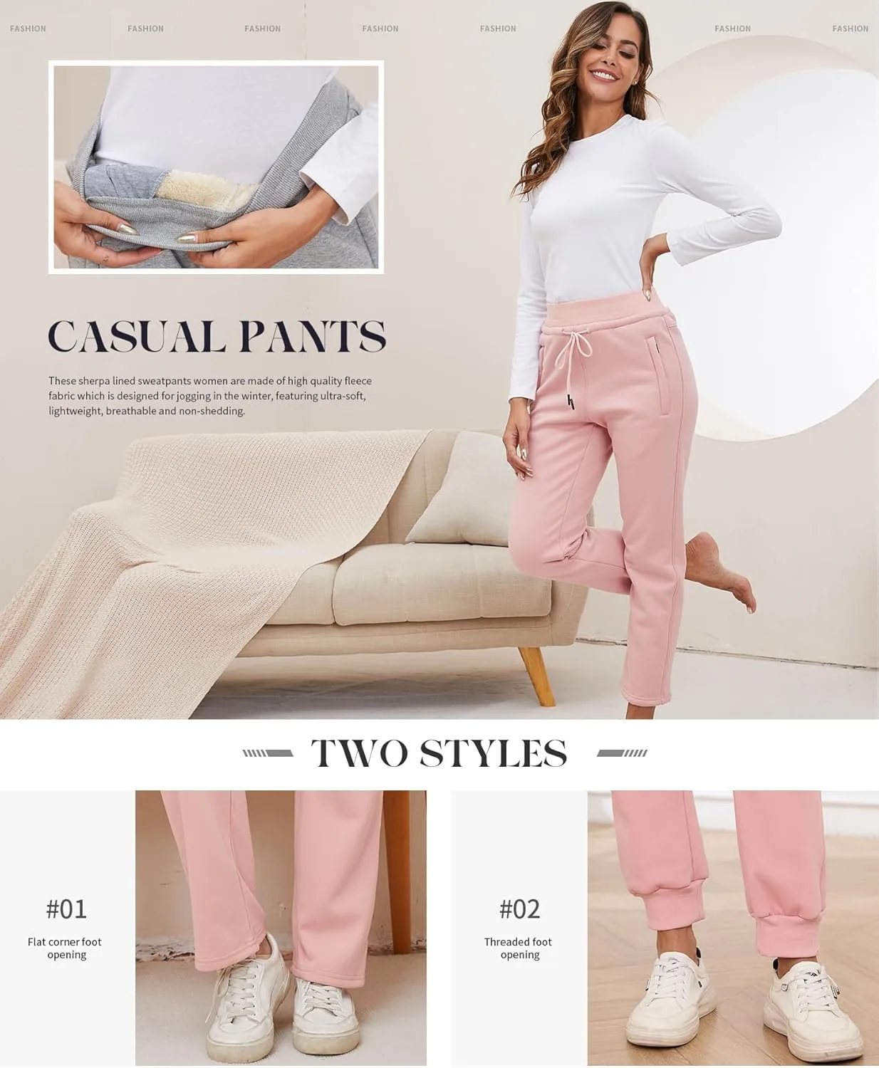 Gihuo Women's Winter Fleece Pants Sherpa Lined Sweatpants Active Running Jogger Pants