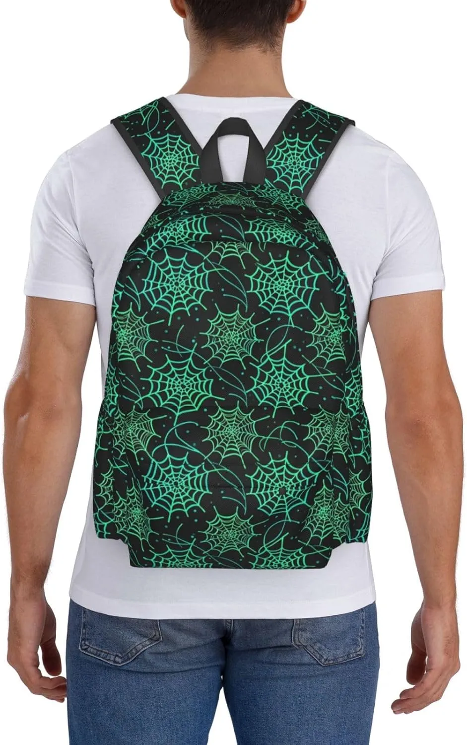 Glow in the Dark Spider Web Adult Backpacks 15 Inch Laptop Backpack Travel Bag for Men Women Gifts