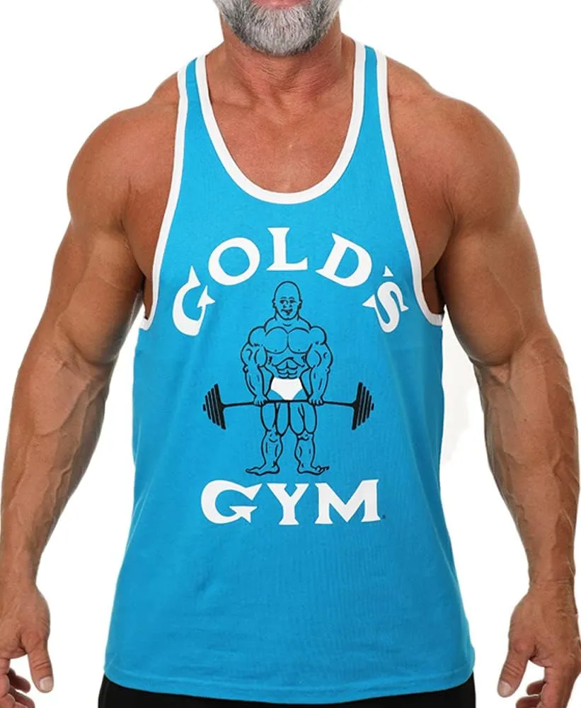 Gold's Gym Tank Top Ringer - Official Licensed - RT-2 (XL, Turquoise/White)