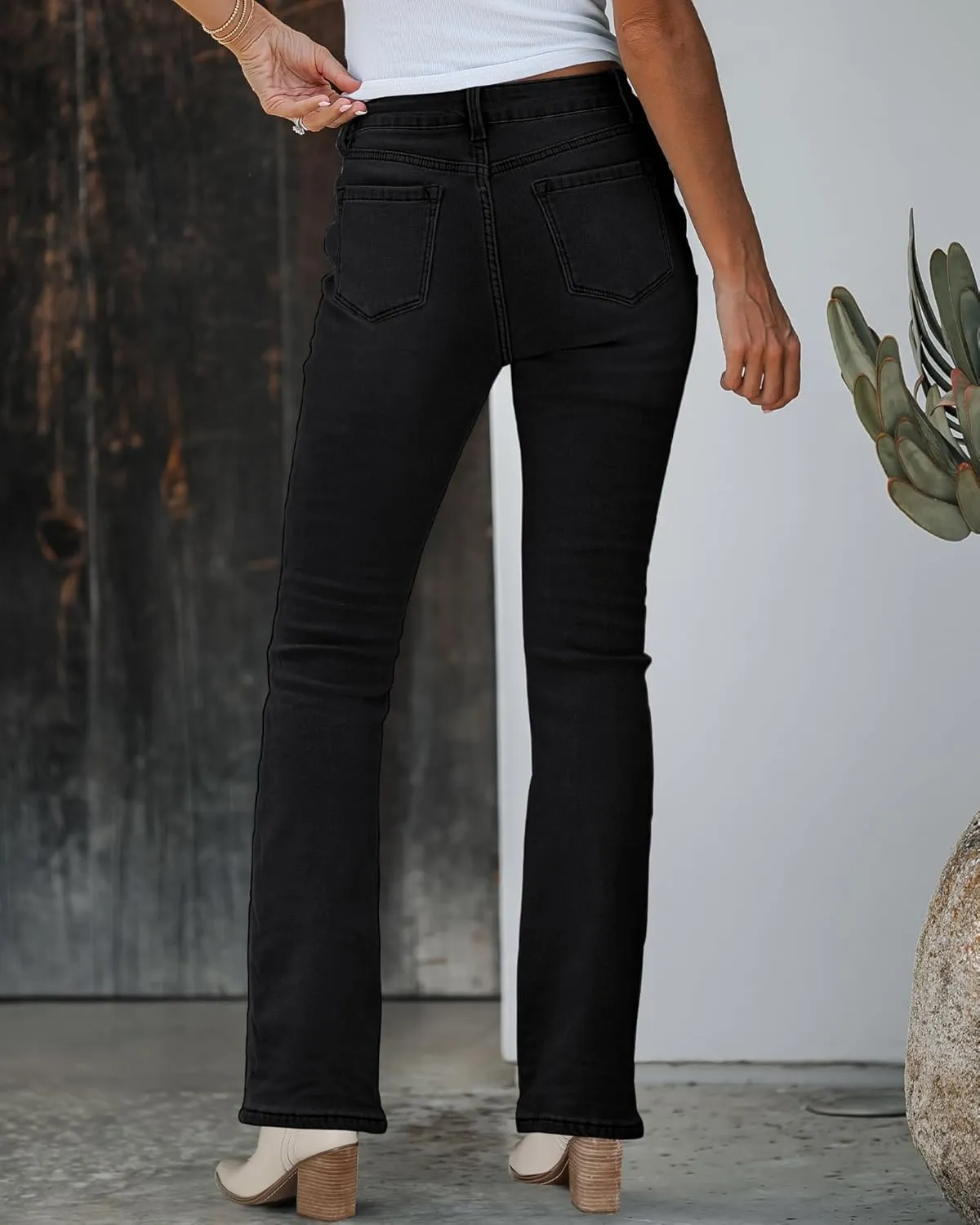 GRAPENT Bootcut Jeans for Women High Waist Stretchy Fleece Lined Pants Flare Jeans Denim Thermal Pants Winter Clothes