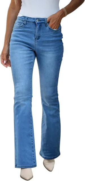 GRAPENT Bootcut Jeans for Women High Waist Stretchy Fleece Lined Pants Flare Jeans Denim Thermal Pants Winter Clothes