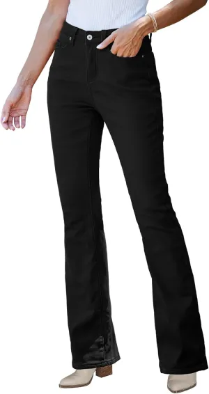 GRAPENT Bootcut Jeans for Women High Waist Stretchy Fleece Lined Pants Flare Jeans Denim Thermal Pants Winter Clothes