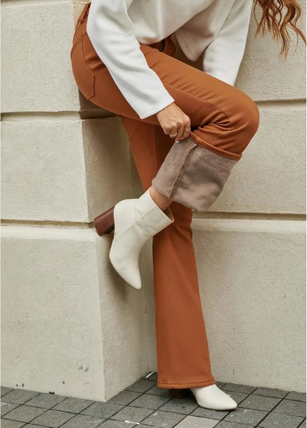 GRAPENT Bootcut Jeans for Women High Waist Stretchy Fleece Lined Pants Flare Jeans Denim Thermal Pants Winter Clothes
