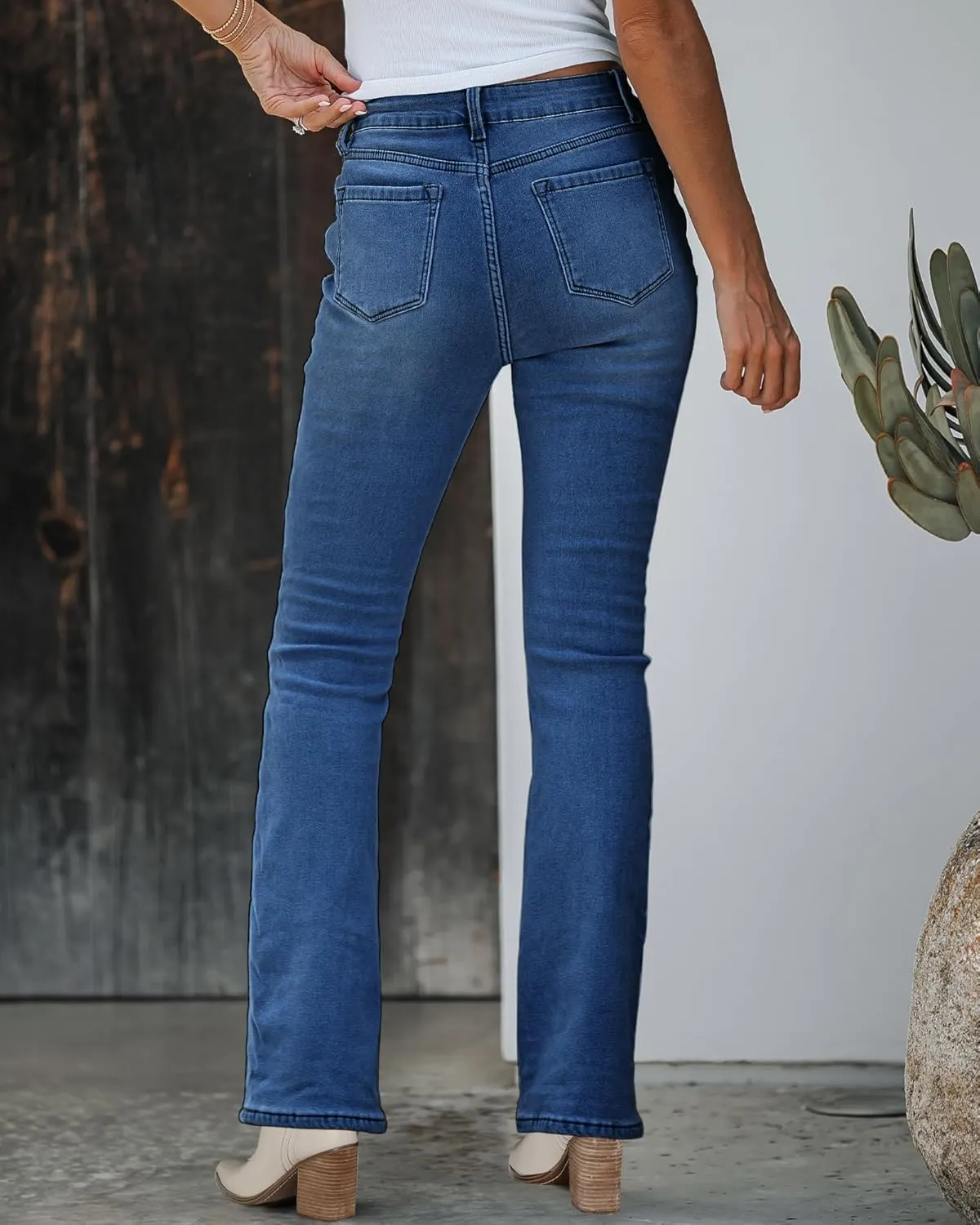 GRAPENT Bootcut Jeans for Women High Waist Stretchy Fleece Lined Pants Flare Jeans Denim Thermal Pants Winter Clothes