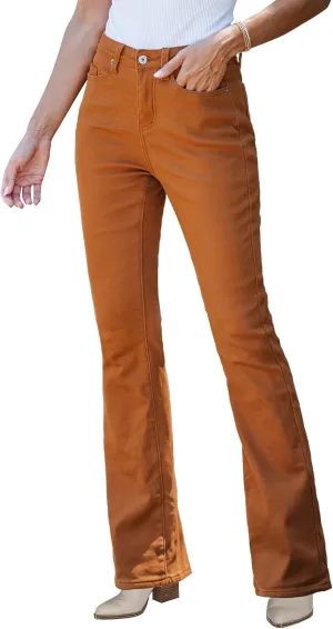 GRAPENT Bootcut Jeans for Women High Waist Stretchy Fleece Lined Pants Flare Jeans Denim Thermal Pants Winter Clothes