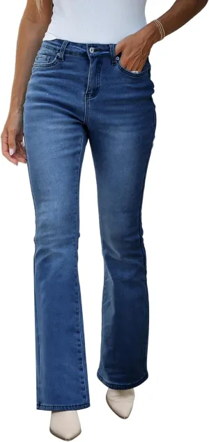 GRAPENT Bootcut Jeans for Women High Waist Stretchy Fleece Lined Pants Flare Jeans Denim Thermal Pants Winter Clothes