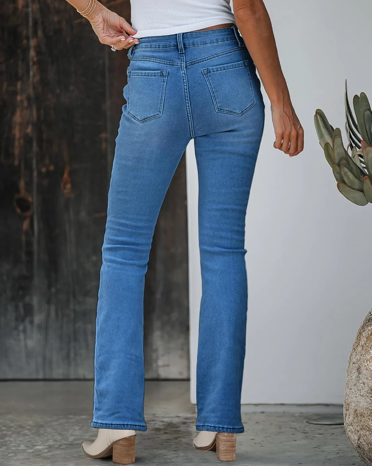 GRAPENT Bootcut Jeans for Women High Waist Stretchy Fleece Lined Pants Flare Jeans Denim Thermal Pants Winter Clothes