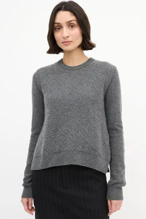 Grey Wool Side Vent Panelled Sweater