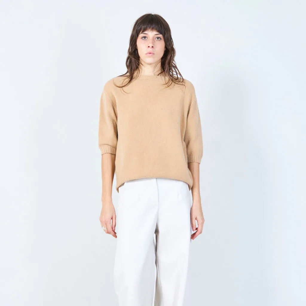 Half-sleeve ribbed sweater wholesale