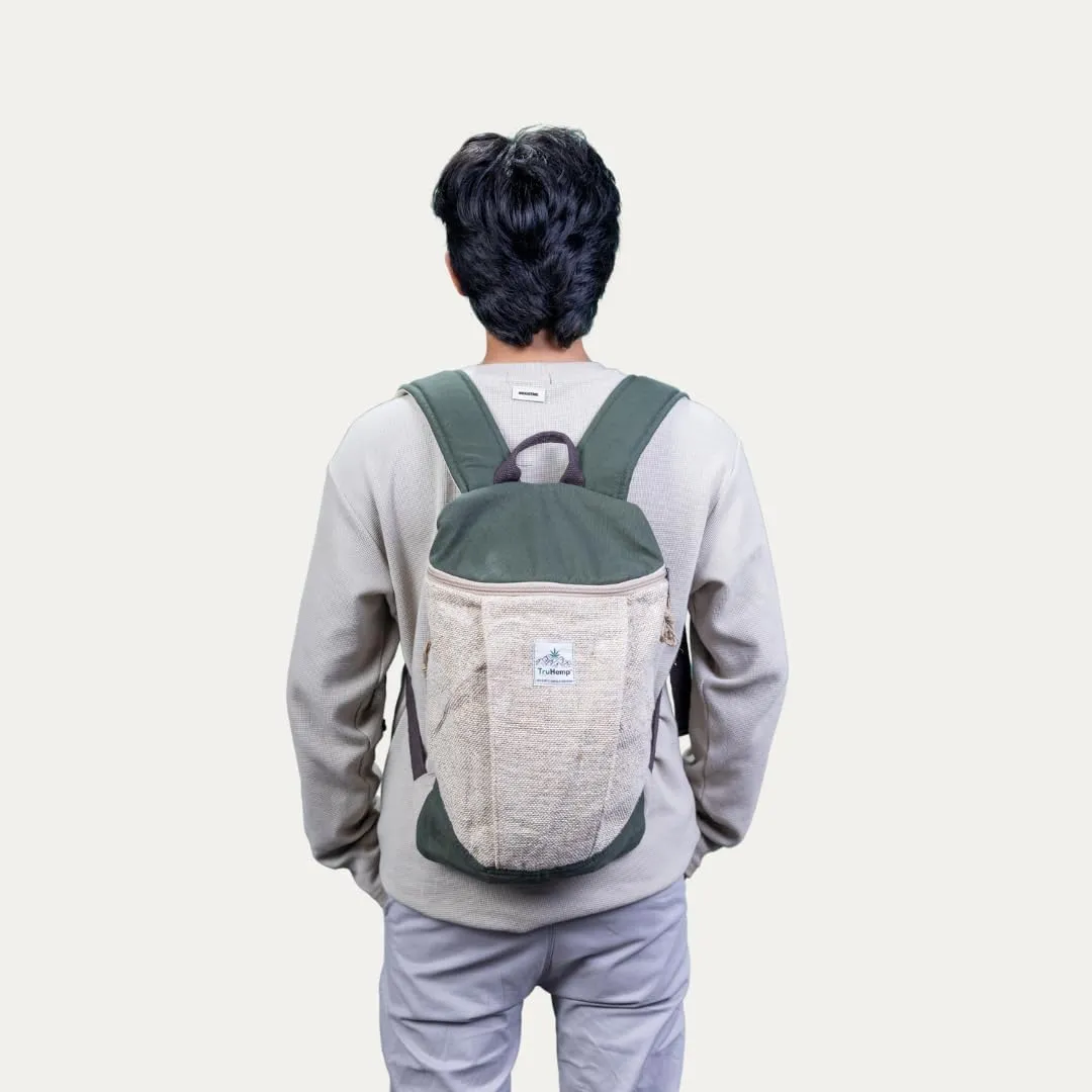 Handcrafted Hemp Backpack, Olive Green, Spacious Multi-Pocket Backpack with Cotton Lining, Durable, Stylish Everyday Backpack for Travel, Work, Hiking, and Daily Use