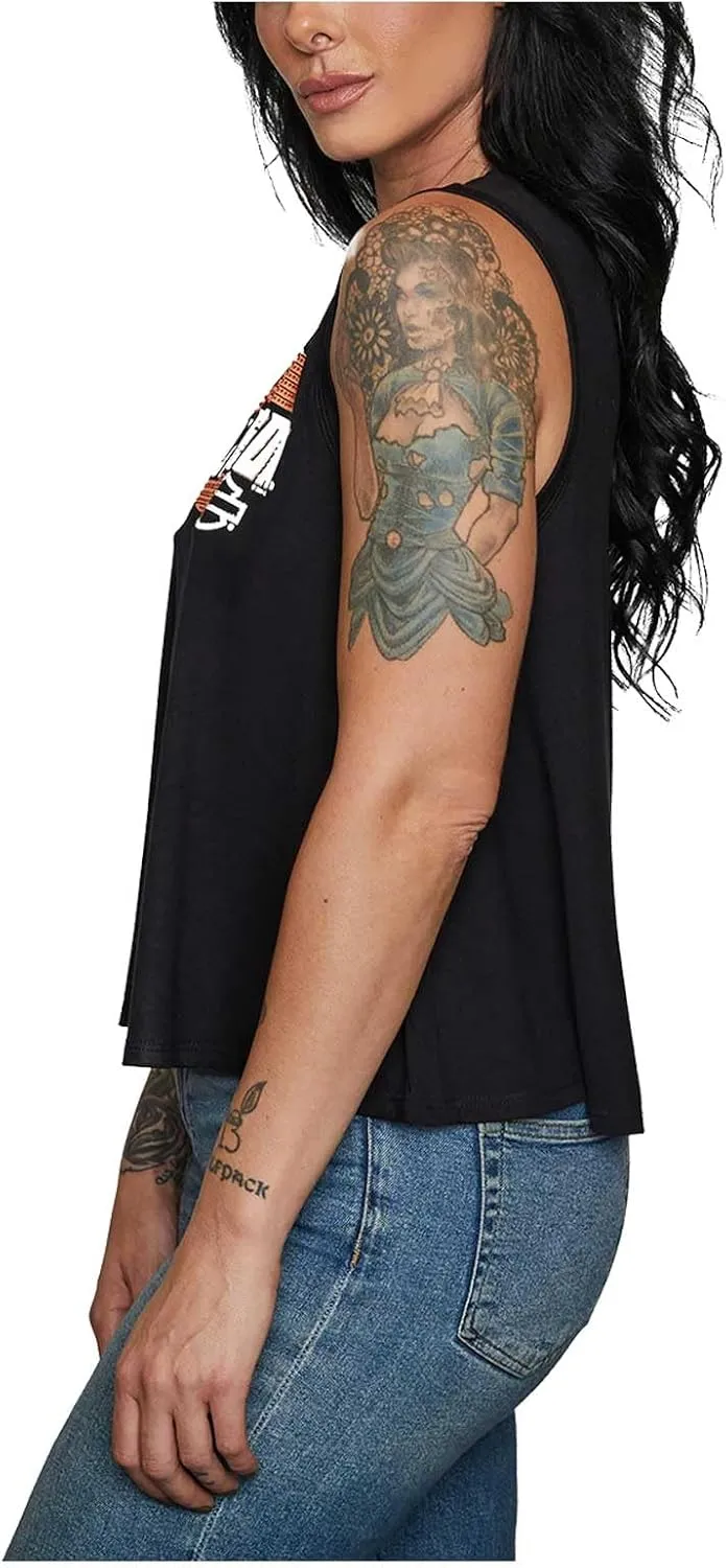 Harley-Davidson Women's Glider Embellished Scoop Neck Sleeveless Tank Top, Black
