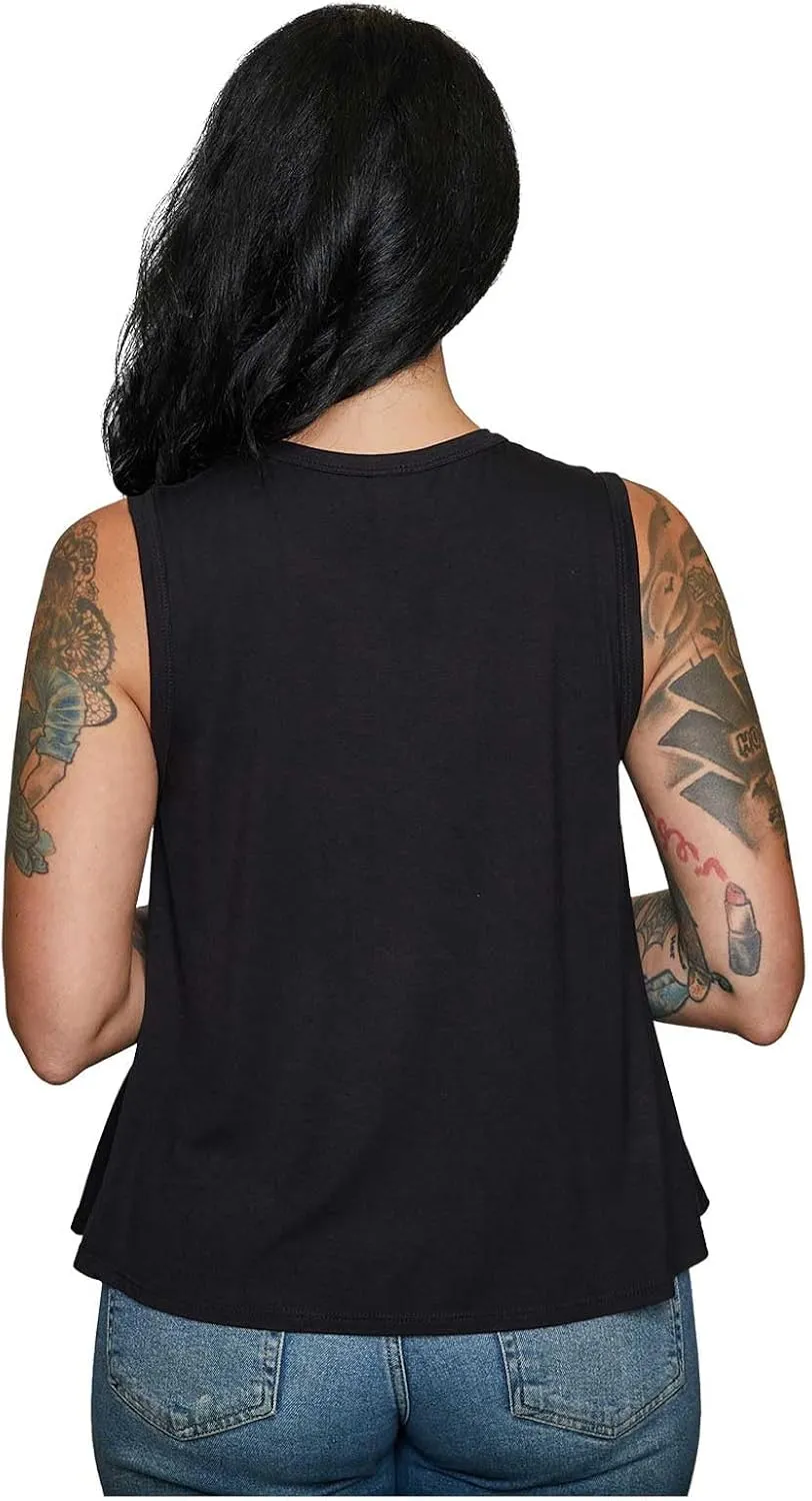 Harley-Davidson Women's Glider Embellished Scoop Neck Sleeveless Tank Top, Black