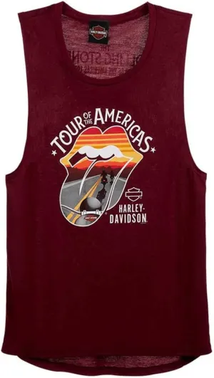 Harley-Davidson Women's Rolling Stones America Tour Sleeveless Tank Top - Maroon