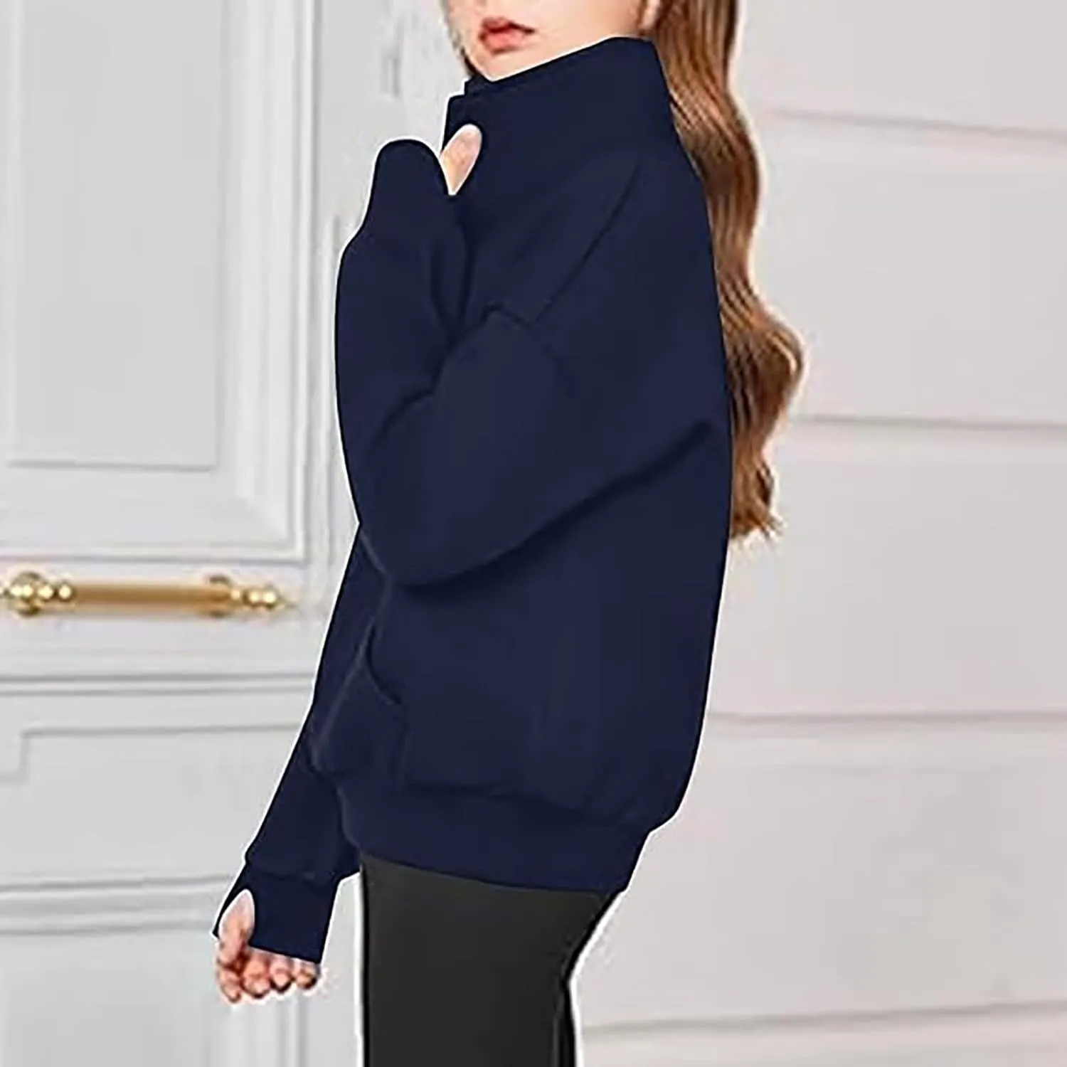 High Land Cow Girls Oversized Hoodie Shirts Dressy Casual Gradient Cute Hooded Pullover Tops Loose Kid Preppy Clothes