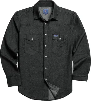 HISEA Men's Denim Shirt Long Sleeve Work Shirt Mens Regular Fit Button Down Shirts Cotton Work Shirts Washed Finish