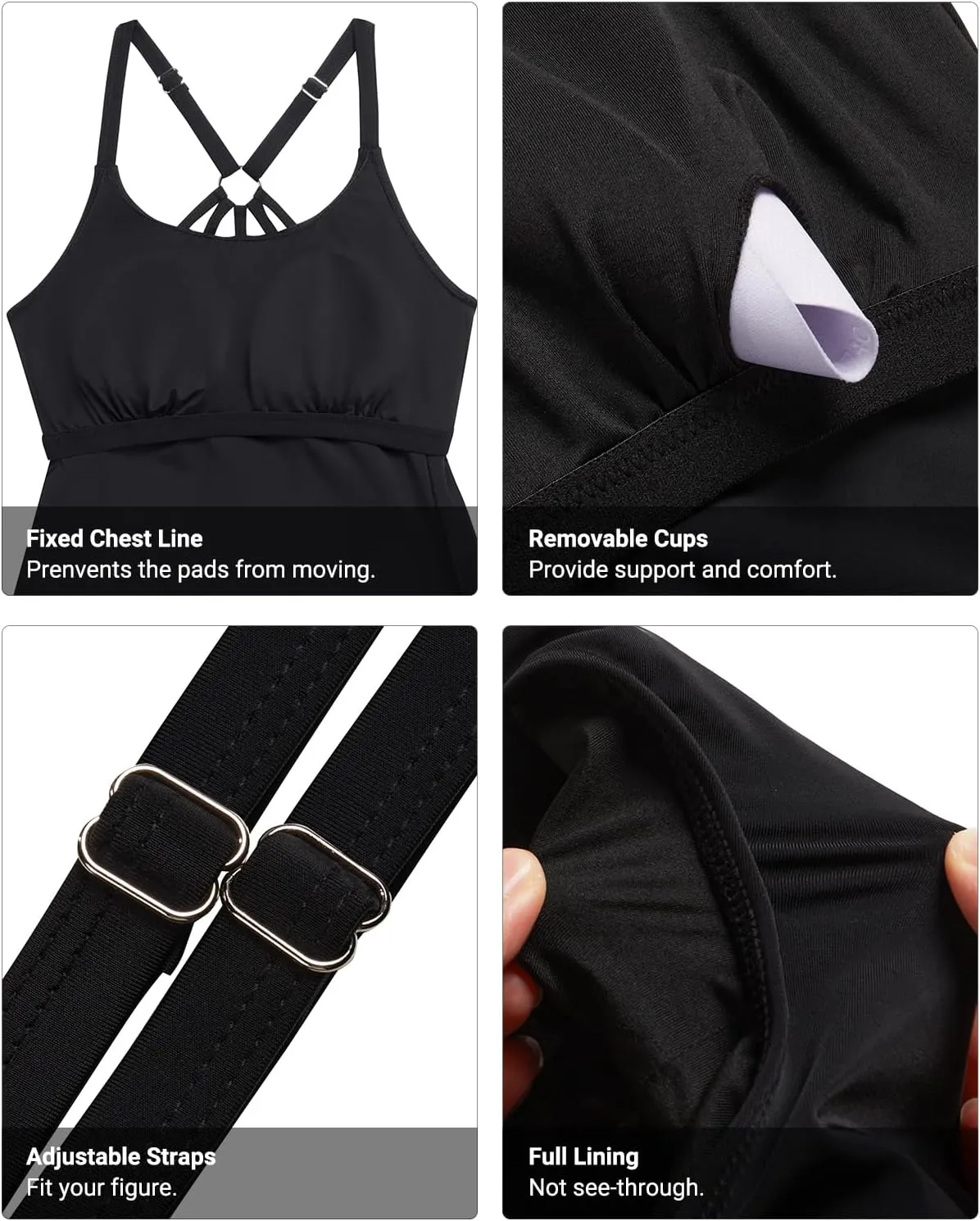 Holipick Womens Tankini Swim Top Only Tankini Bathing Suit Tops No Bottom