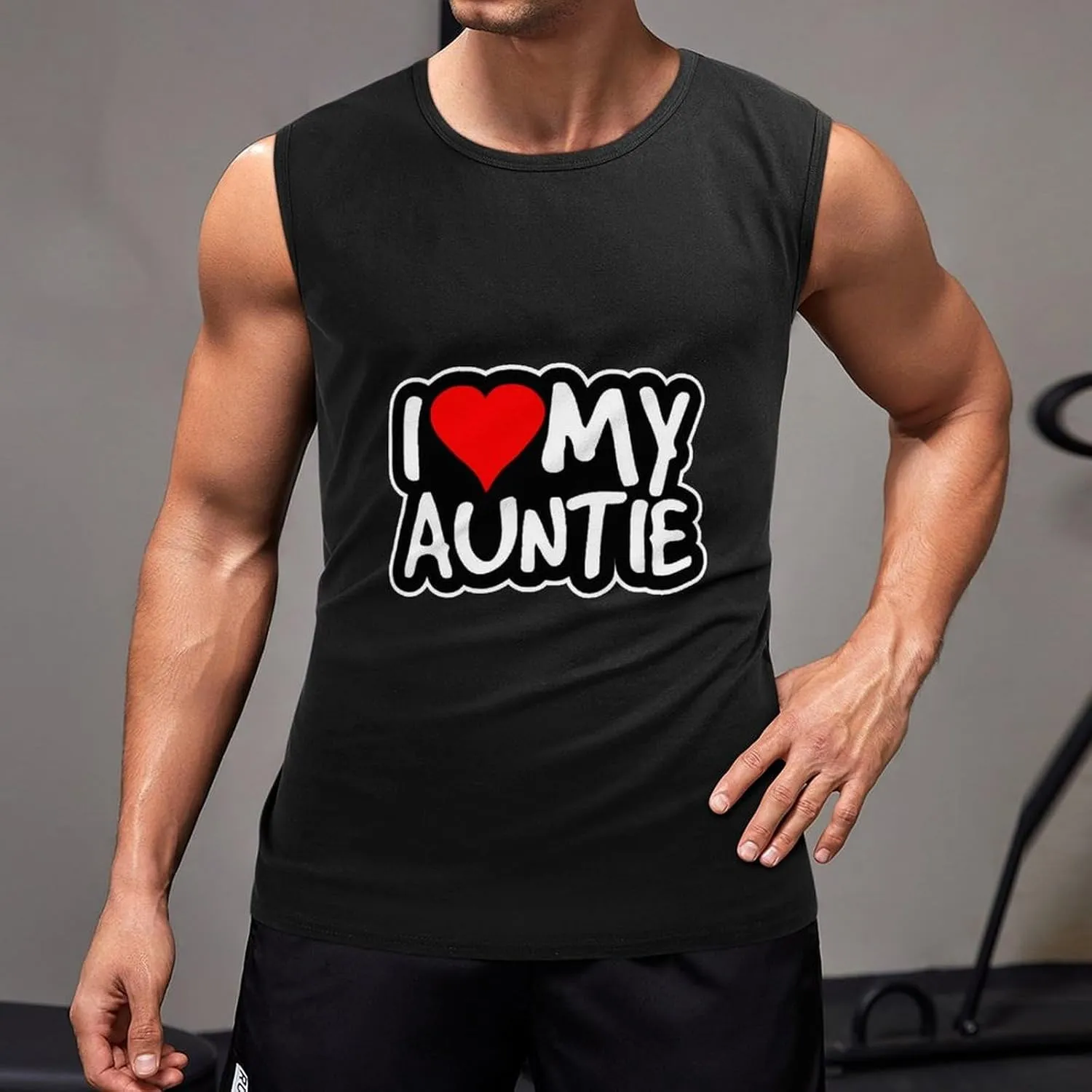 I Love My Auntie Men's Sleeveless Shirts Muscle Tank Top Gym Workout T Shirt