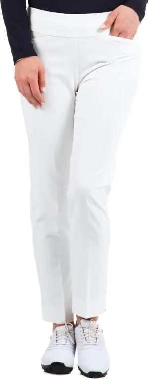 IBKUL Athleisure Wear Sun Protective UPF50 Stain-Resistant Womens Ankle Pants w Front & Back Pockets - 72000 White Solid 8