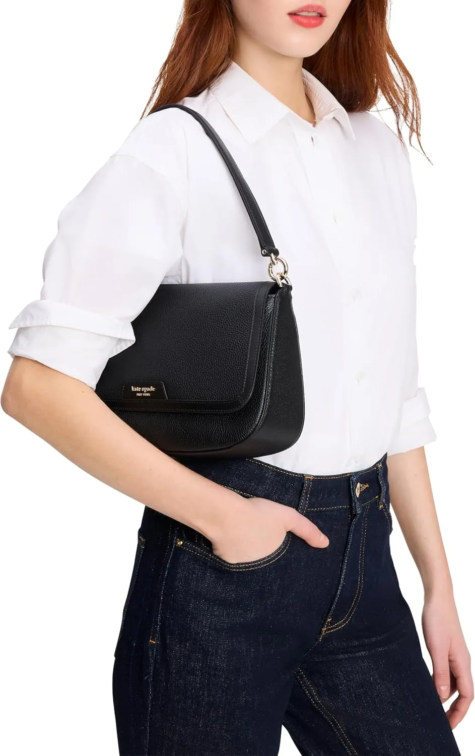 kate spade new york Women's Hudson Pebbled Leather Flap Shoulder Bag