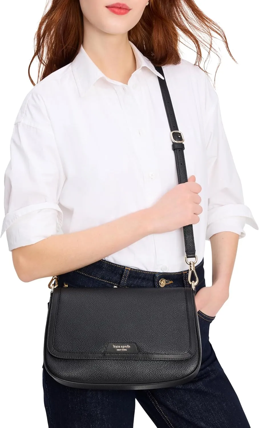 kate spade new york Women's Hudson Pebbled Leather Flap Shoulder Bag