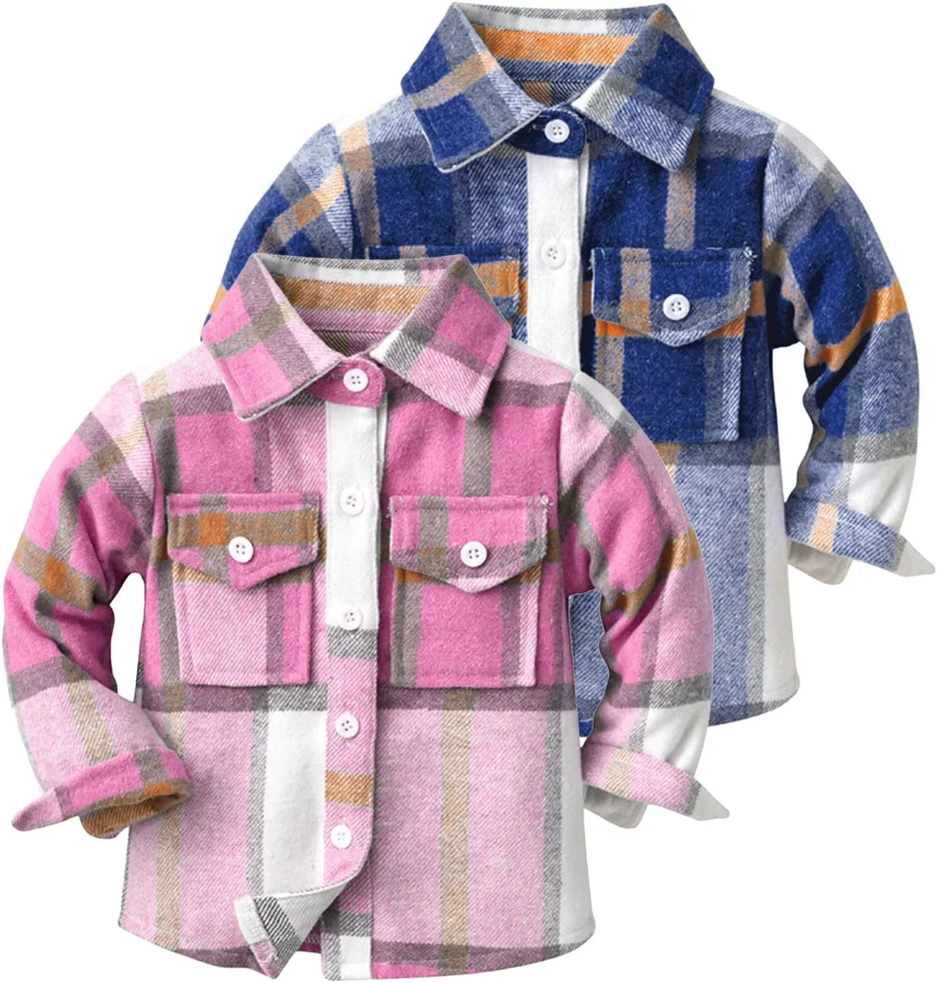 Kids Toddler Flannel Shirt Jacket Plaid Long Sleeve Lapel Button Down Shacket Baby Boys Girls Fall Shirt Coat Outwear