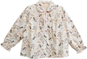 LA CERA Women's Flannel Jacket, 100% Cotton Floral Print, Machine Washable, Imported, Snap Button Front, Elastic Cuff Sleeves