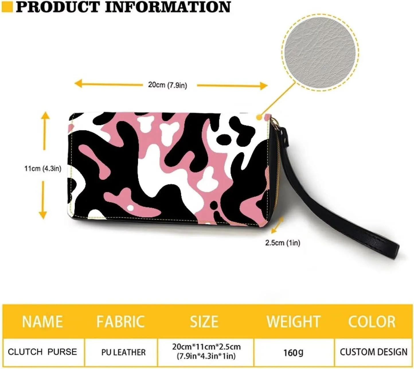 Ladies Long Wallet with Wristlet Strap PU Leather Women's Durable Large Capacity Wallet Abstract Milk Cow Stripe Pattern Stylish Phone Wristlet Purse for Female Shopping,Dating,Travel