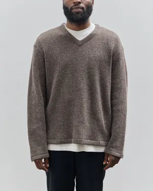 Lady White V Neck Snap Sweater, Brown Melange