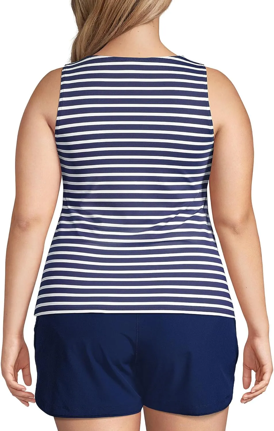 Lands' End Women's High Neck UPF 50 Modest Tankini Top Swimsuit