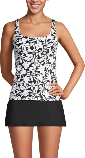 Lands' End Women's Square Neck Underwire Tankini Top Swimsuit Adjustable Straps