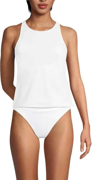 Lands' End Women's Tugless High Neck Strappy Back Tankini Swimsuit Top