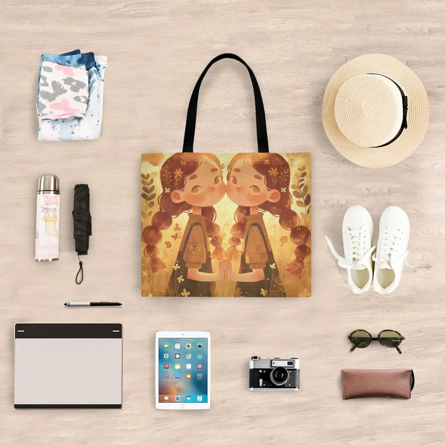 Large Canvas Tote Bag for Women - Durable Reusable Thick Cotton Shopper with Inner Zipper Pocket