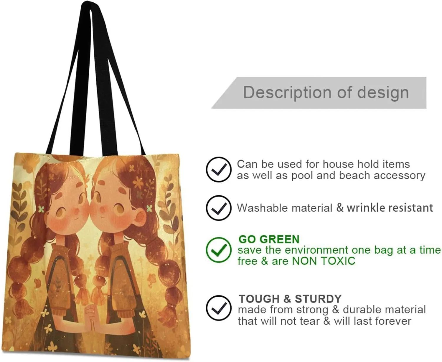 Large Canvas Tote Bag for Women - Durable Reusable Thick Cotton Shopper with Inner Zipper Pocket