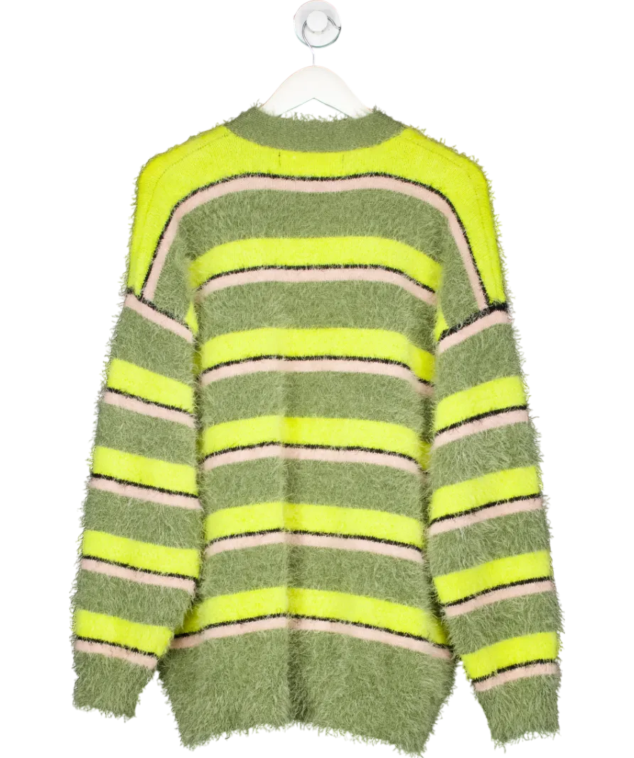 Le Merj Green Striped Cardigan UK M