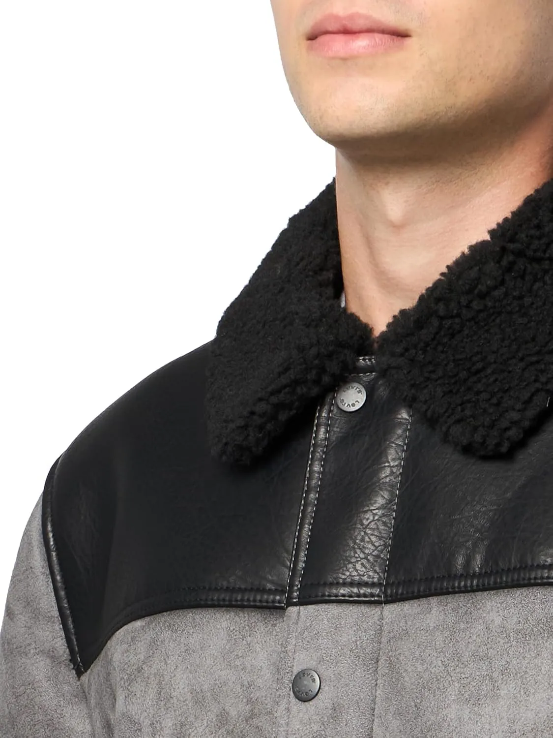 Levi's Men's Mixed Media Faux Shearling Jacket