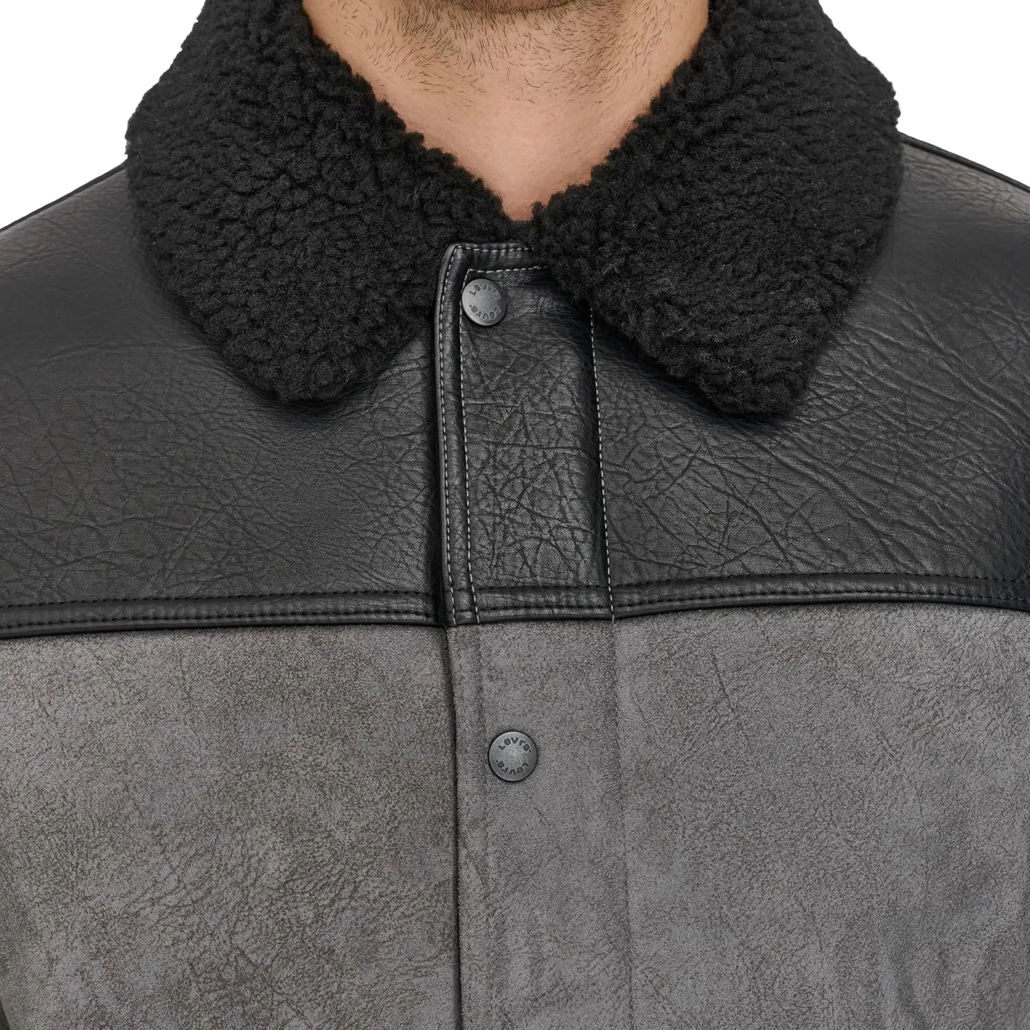 Levi's Men's Mixed Media Faux Shearling Jacket