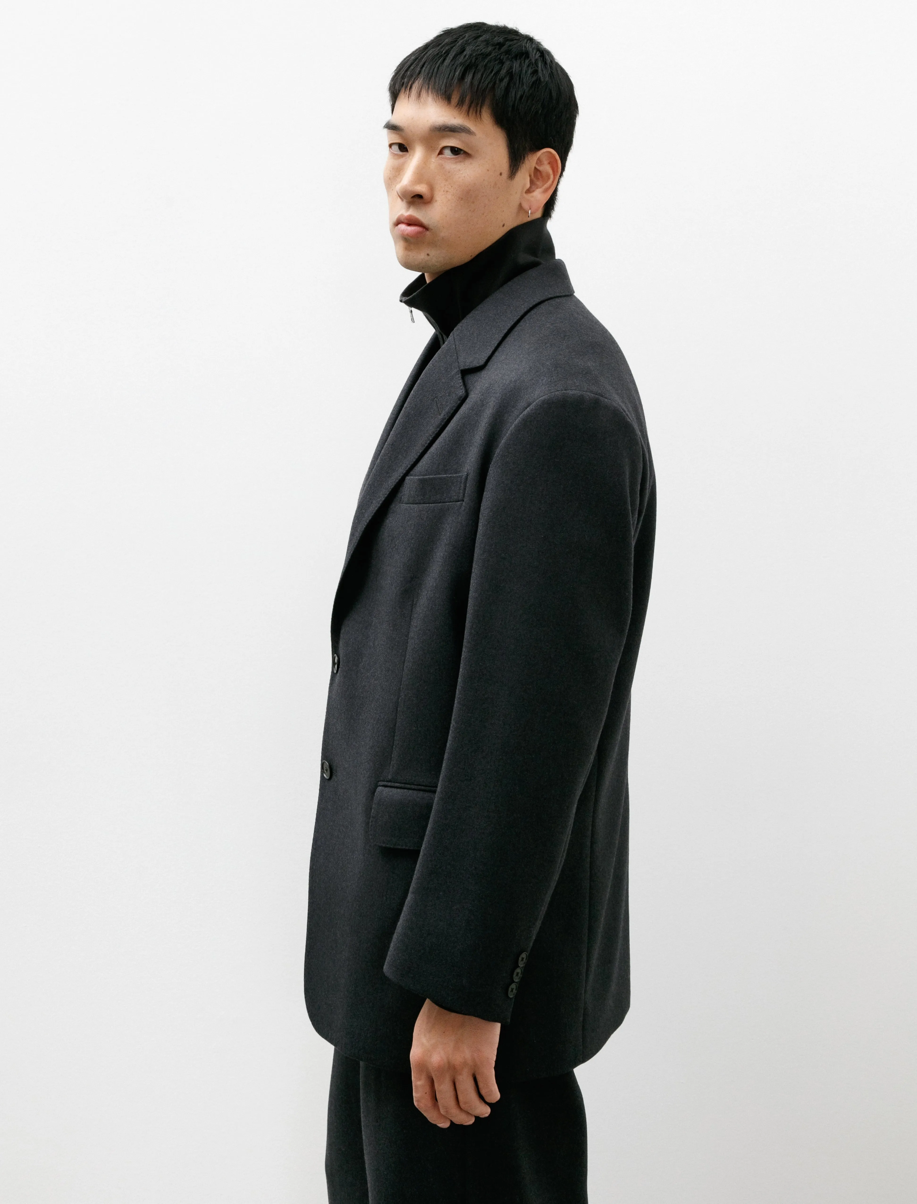 Light Melton Jacket Top Charcoal