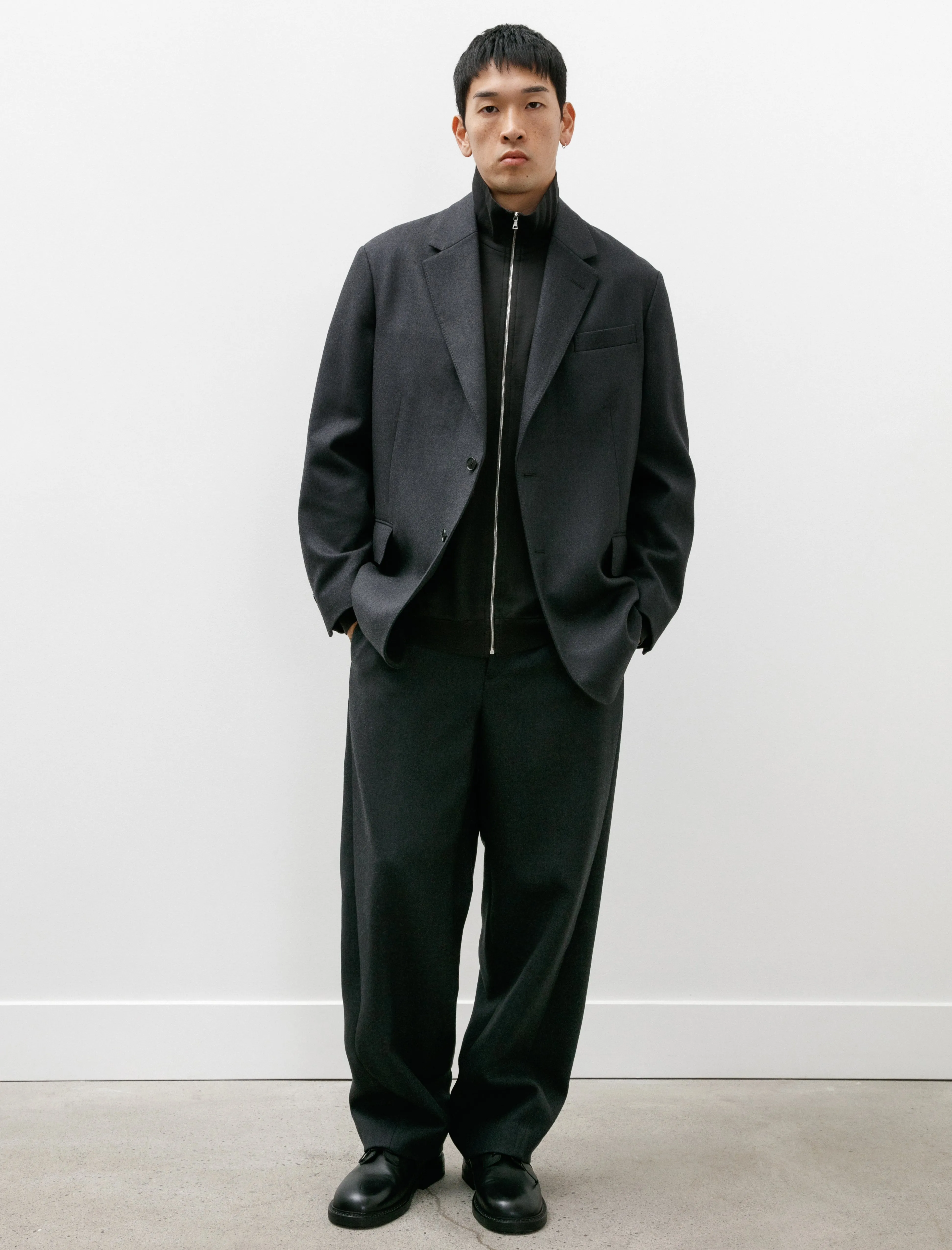 Light Melton Jacket Top Charcoal