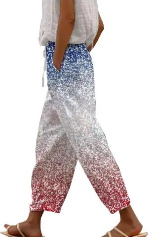 Linen Blend Pants for Women Capri Pants with Pockets Wide Leg Cropped Pants for Women Linen Crop Pants for Women