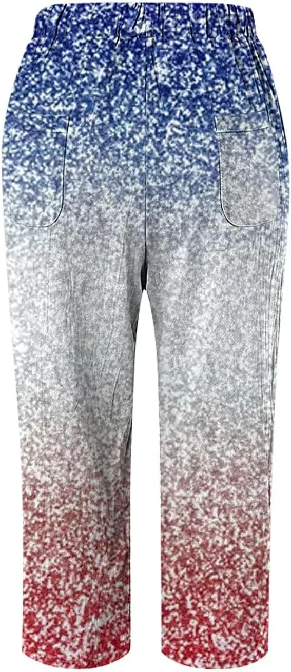 Linen Blend Pants for Women Capri Pants with Pockets Wide Leg Cropped Pants for Women Linen Crop Pants for Women