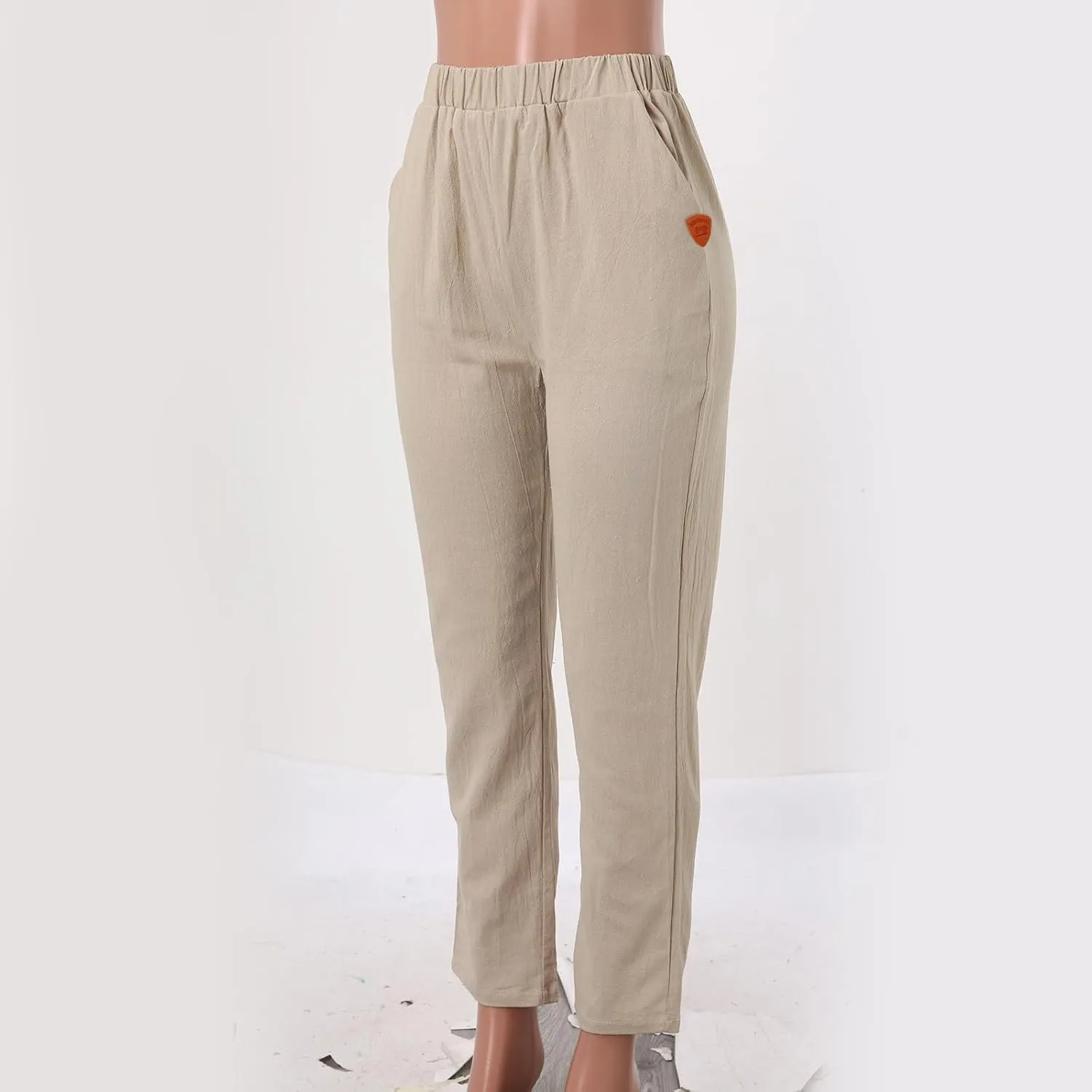Linen Pants for Women 2025 Plus Size Trendy Spring Summer Gauze Pants Casual Elastic Waist Comfy Trousers Palazzo Capris