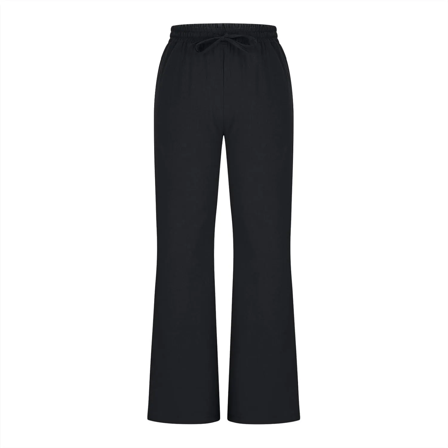 Linen Pants Women Casual Linen High Waist Pants Vacation Travel Pants Drawstring Loose Summer Trousers with Pockets